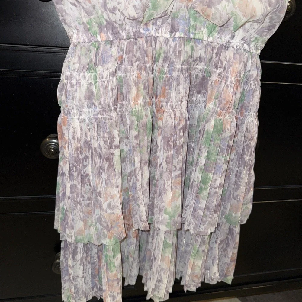 Reset Women's Flutter Sleeve Ruffle Pastel Mini Dress Small‎ Smocked Waist